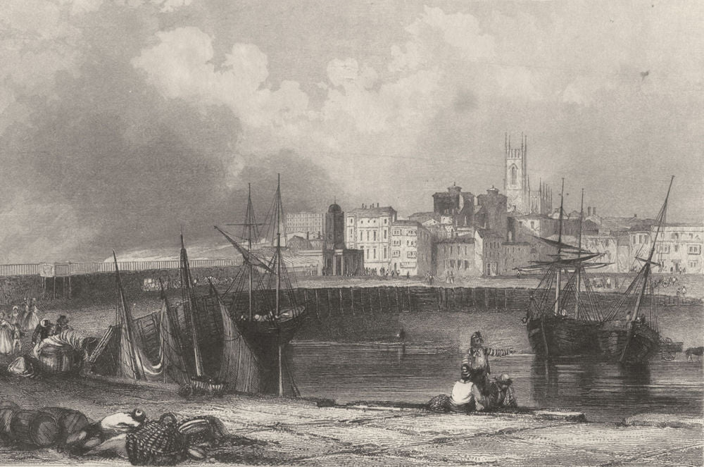 KENT. Margate. Salmon. Fine steel view. Boats on Seashore 1835 old print